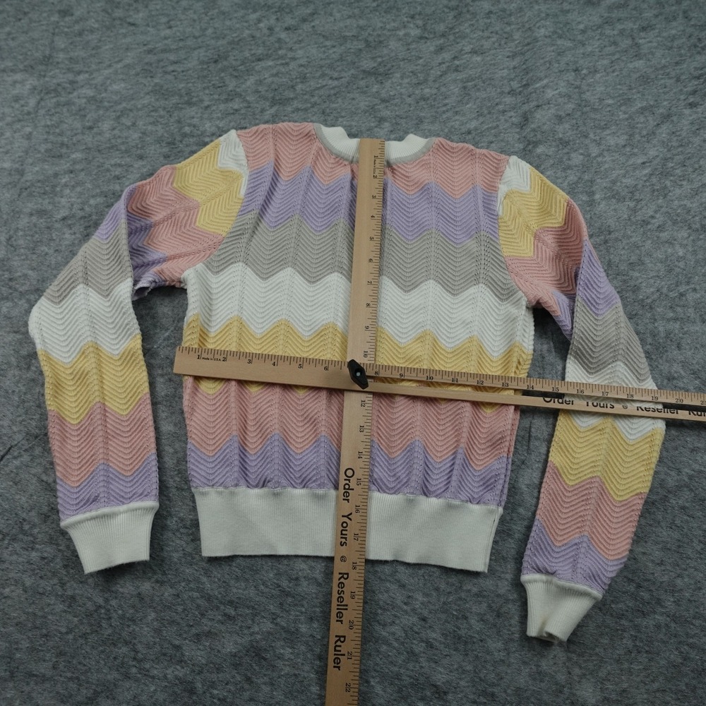 Ronny Kobo Sweater Womens Small Multicolor Pastel Jada Chevron Knit Striped Crew - Picture 7 of 10